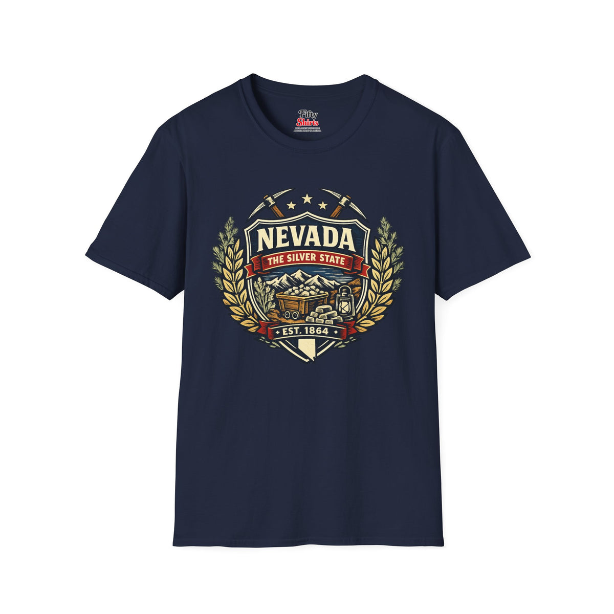 Nevada Heritage Badge Unisex Softstyle T Shirt State Pride Graphic Tee Collections FS03