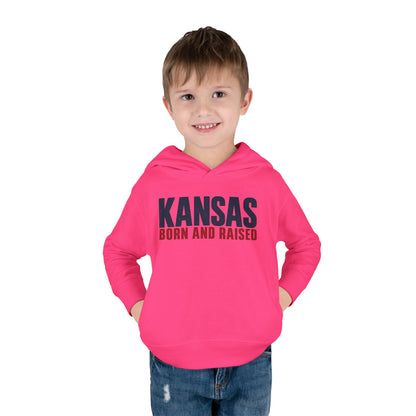 Kansas Born and Raised Modern Heritage Unisex Toddler Pullover Fleece Hoodie