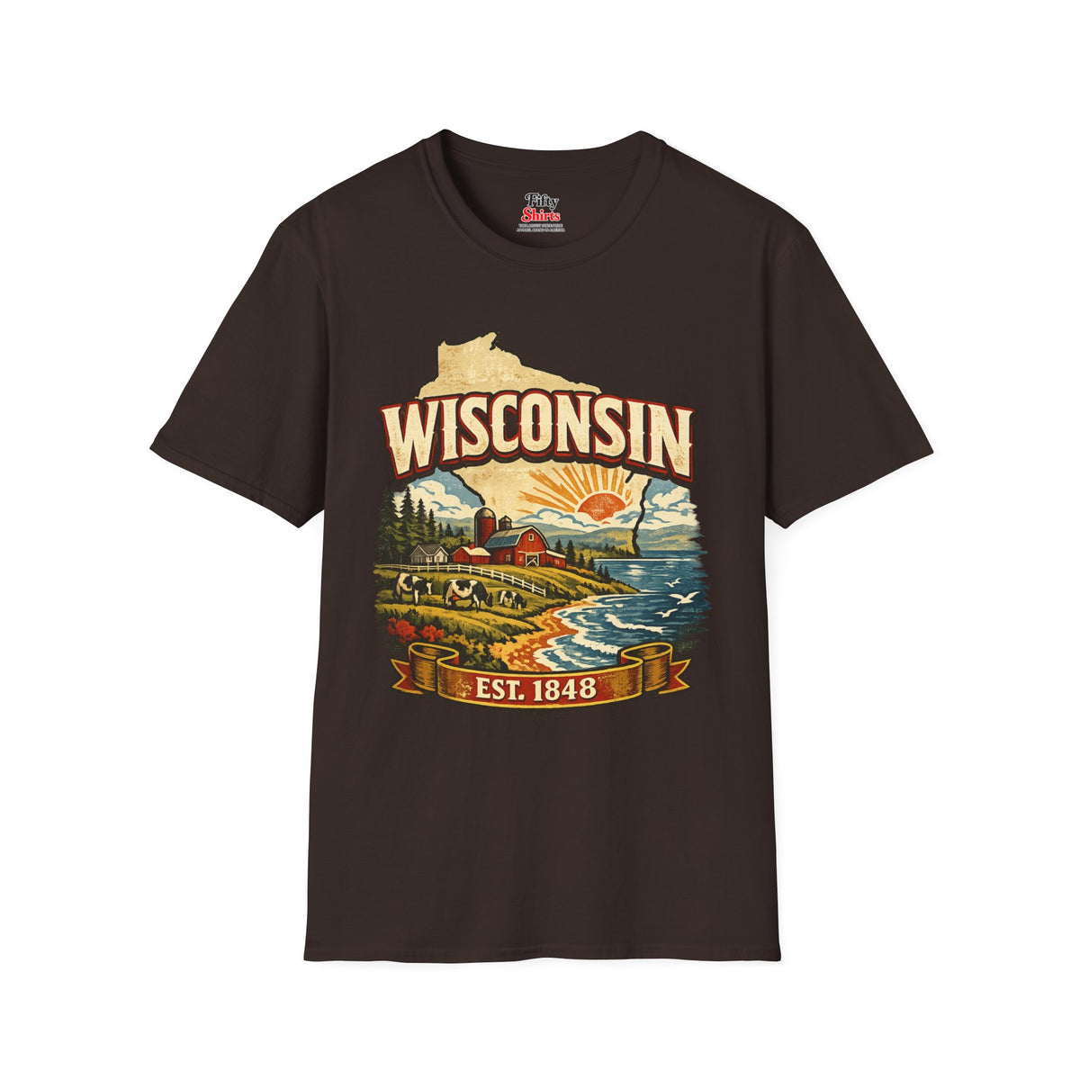 Vintage Wisconsin Heritage Unisex Softstyle T Shirt State Pride Graphic Tee Collections FS03
