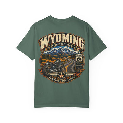 Wyoming Motorcycle Roads Unisex Comfort Color 1717 Streetwear Graphic Tee