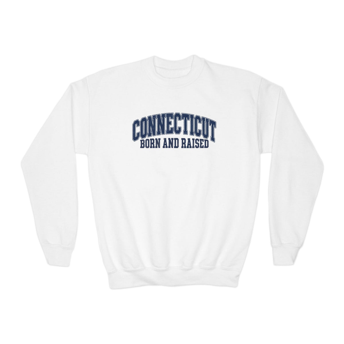Connecticut Born and Raised Vintage Athletic Heritage Unisex Youth Crewneck Sweatshirt
