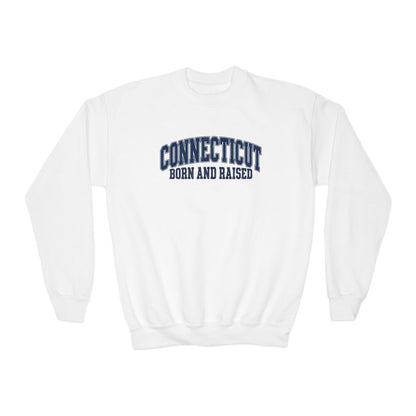Connecticut Born and Raised Vintage Athletic Heritage Unisex Youth Crewneck Sweatshirt