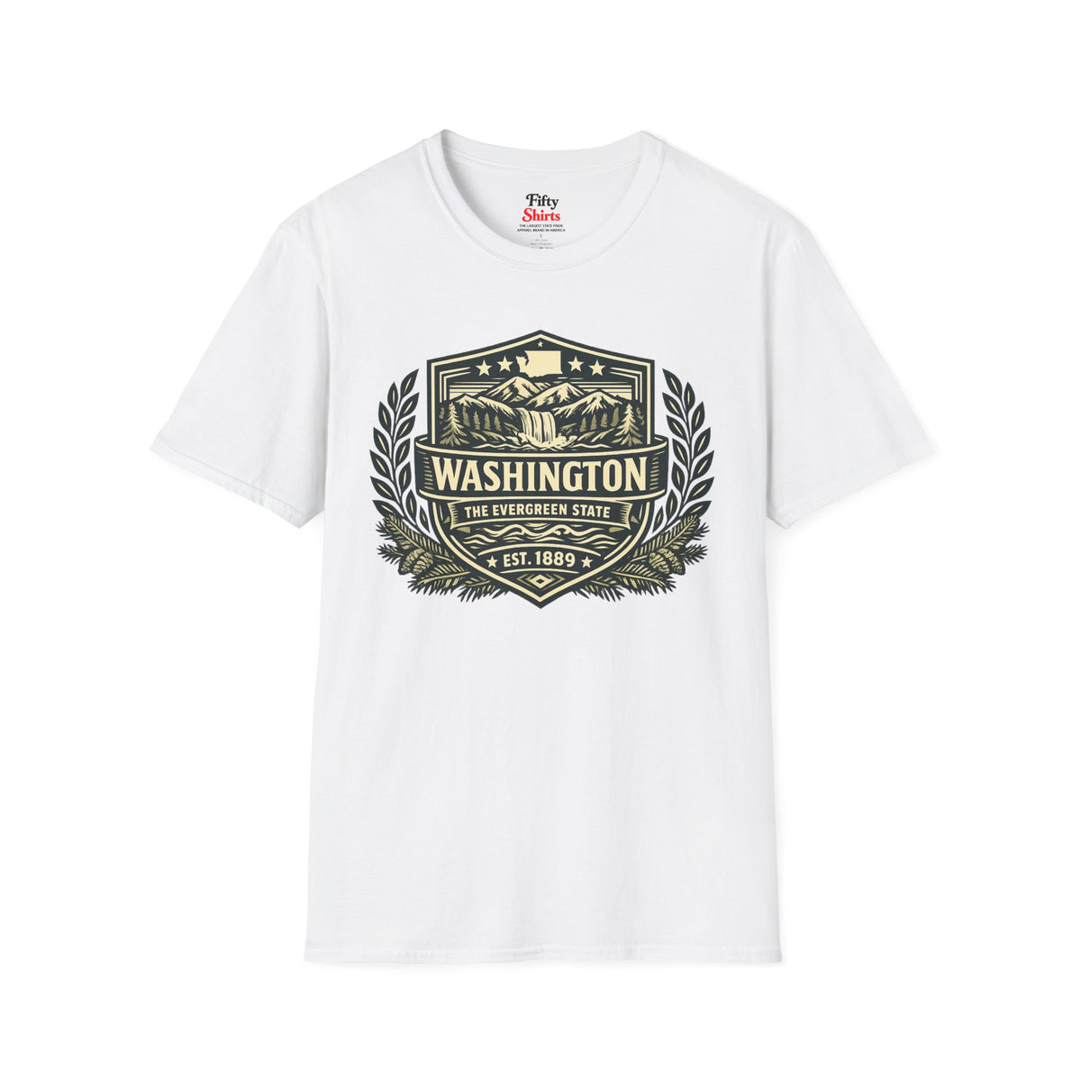 Washington Heritage Badge Unisex Softstyle T Shirt State Pride Graphic Tee Collections FS03