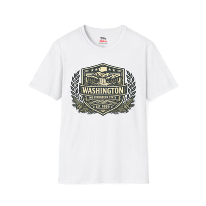 Washington Heritage Badge Unisex Softstyle T Shirt State Pride Graphic Tee Collections FS03