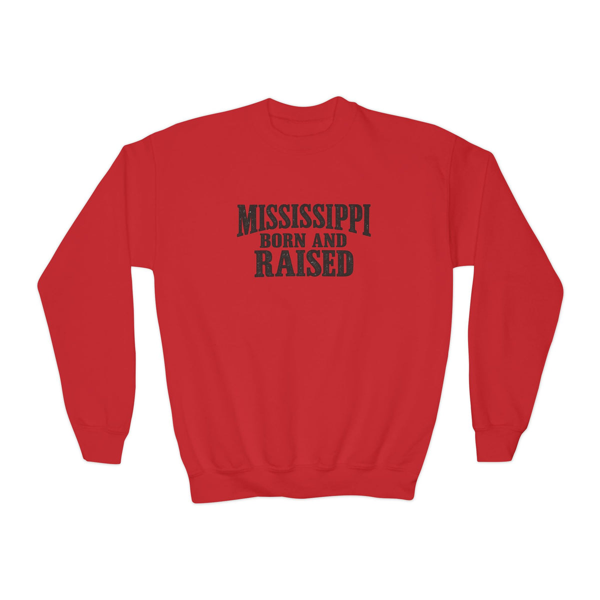 Mississippi Born and Raised Classic Southern Heritage Unisex Youth Crewneck Sweatshirt Graphic