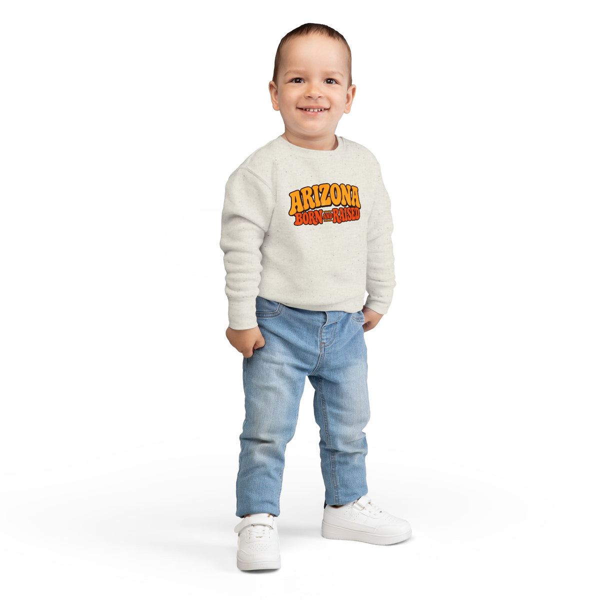Arizona Born and Raised  Retro 1970s Southwest Unisex Toddler Sweatshirt