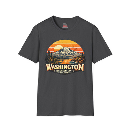 Washington Mountain Sunset Unisex Softstyle T Shirt State Pride Graphic Tee Collections FS03