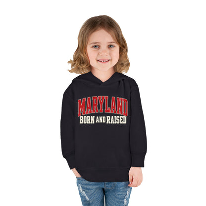 Maryland Born and Raised Bold Athletic Unisex Toddler Pullover Fleece Hoodie