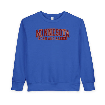 Minnesota Born and Raised Vintage Collegiate Unisex Toddler Sweatshirt