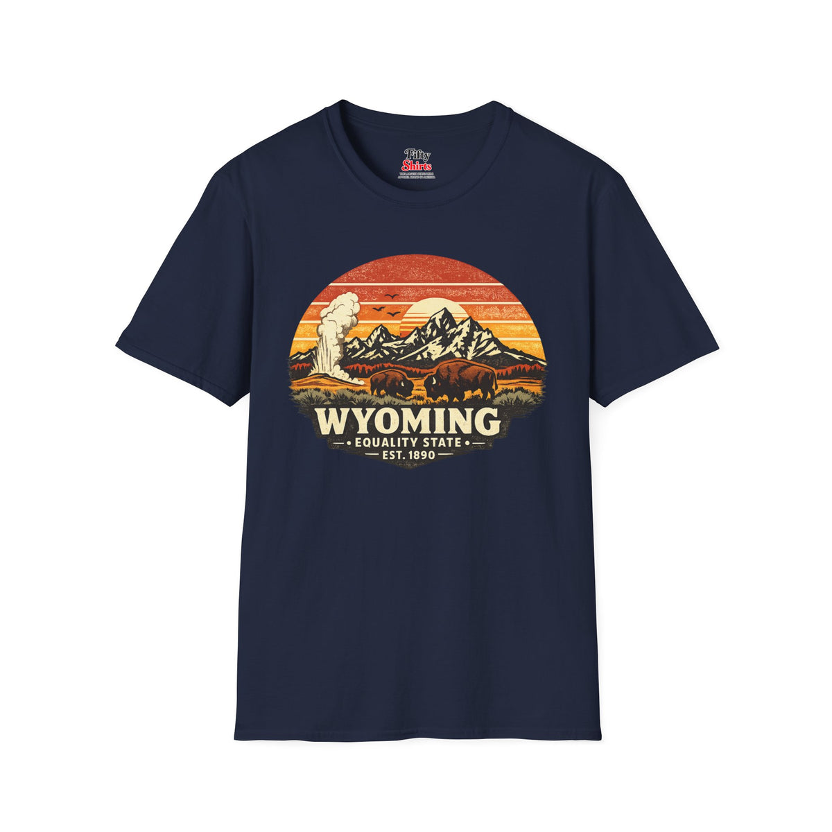 Wyoming Mountain Sunset Unisex Softstyle T Shirt State Pride Graphic Tee Collections FS03