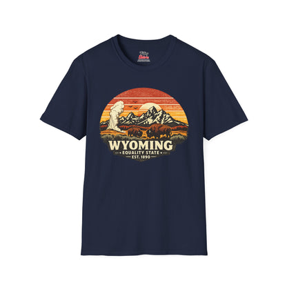 Wyoming Mountain Sunset Unisex Softstyle T Shirt State Pride Graphic Tee Collections FS03