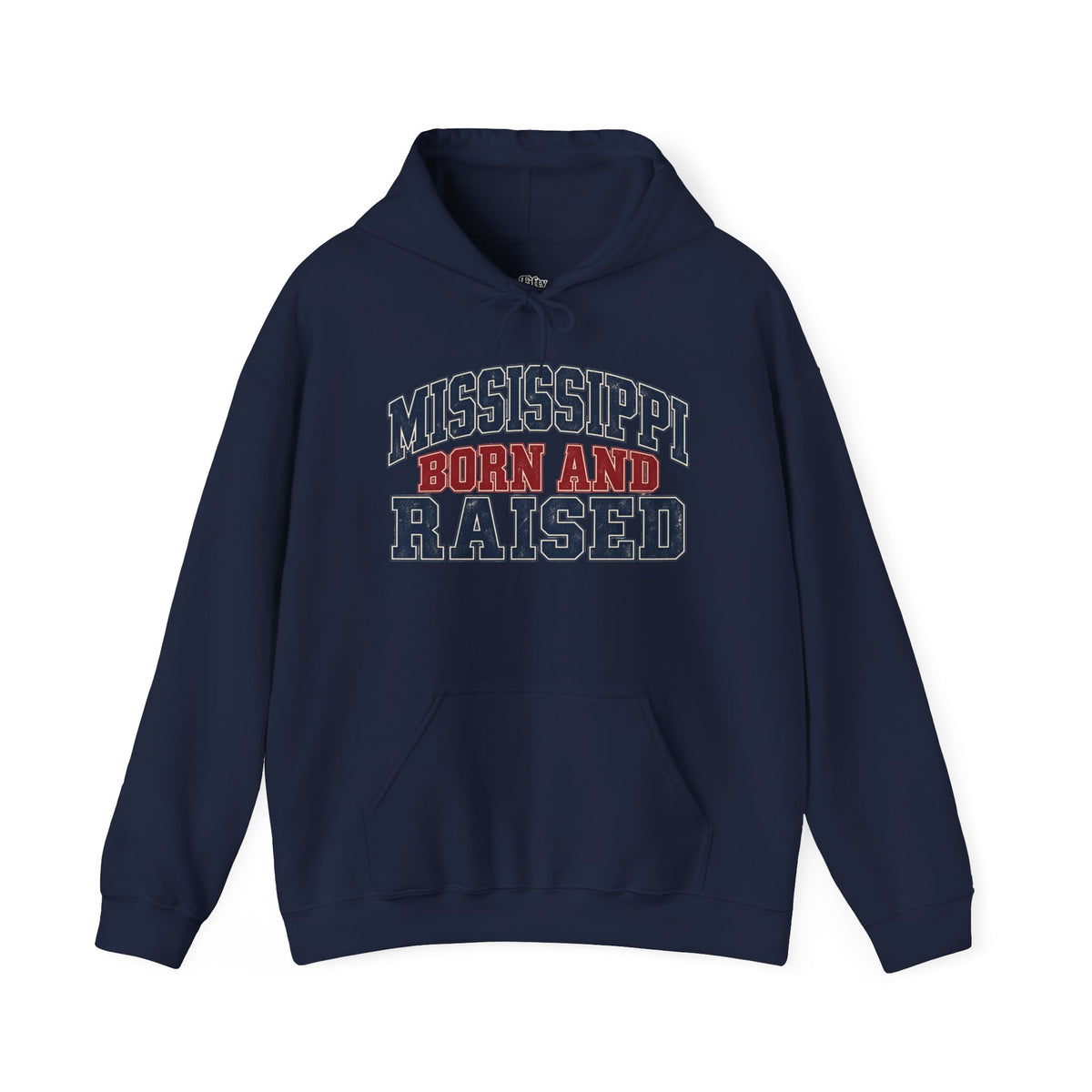 Mississippi Born and Raised Unisex Hoodie State Name Graphic