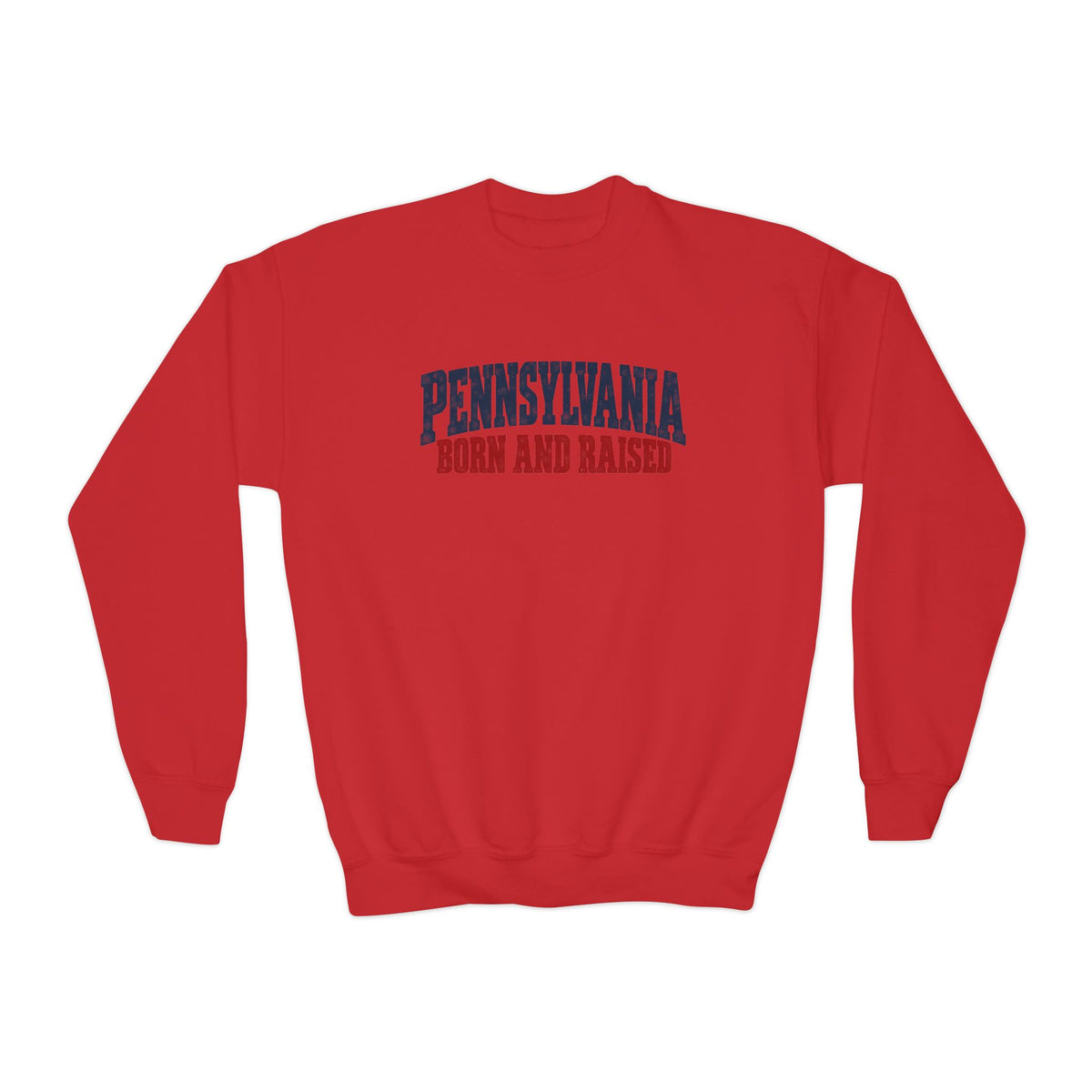 Pennsylvania Born and Raised Vintage Americana Unisex Youth Crewneck Sweatshirt Graphic