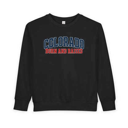 Colorado Born and Raised Collegiate Classic Unisex Toddler Sweatshirt