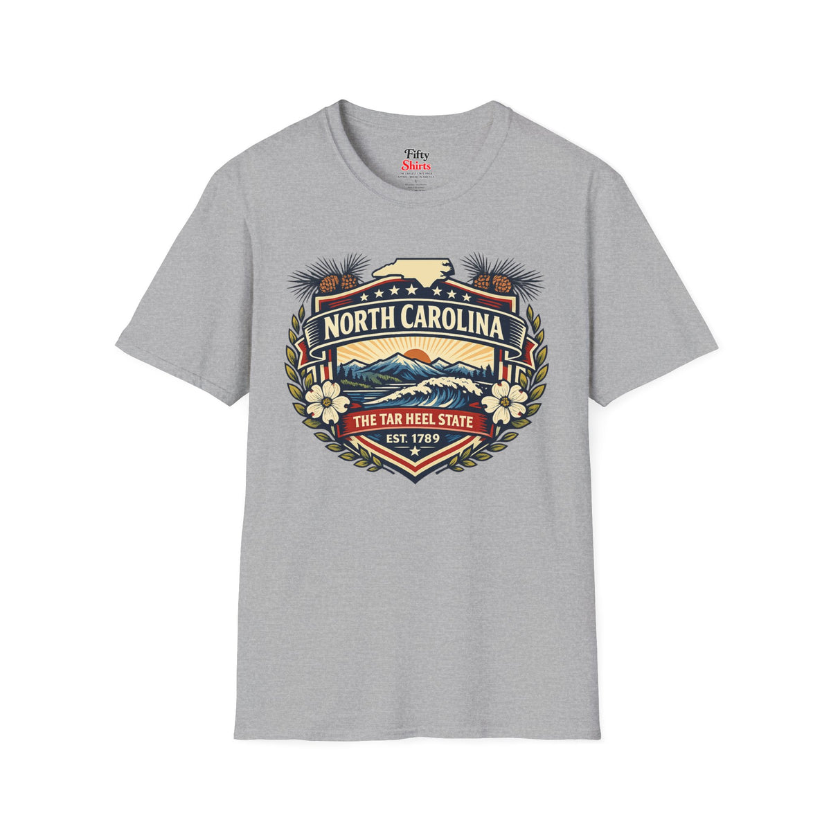 North Carolina Heritage Badge Unisex Softstyle T Shirt State Pride Graphic Tee Collections FS03