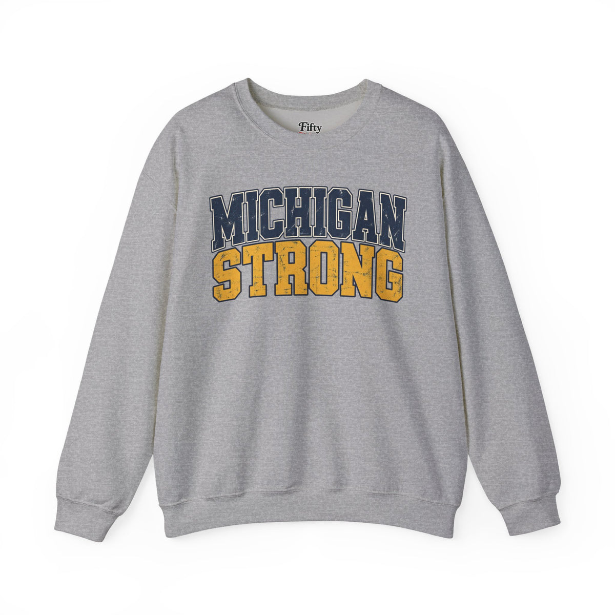 Michigan Strong Unisex Crewneck Sweatshirt State Name Graphic