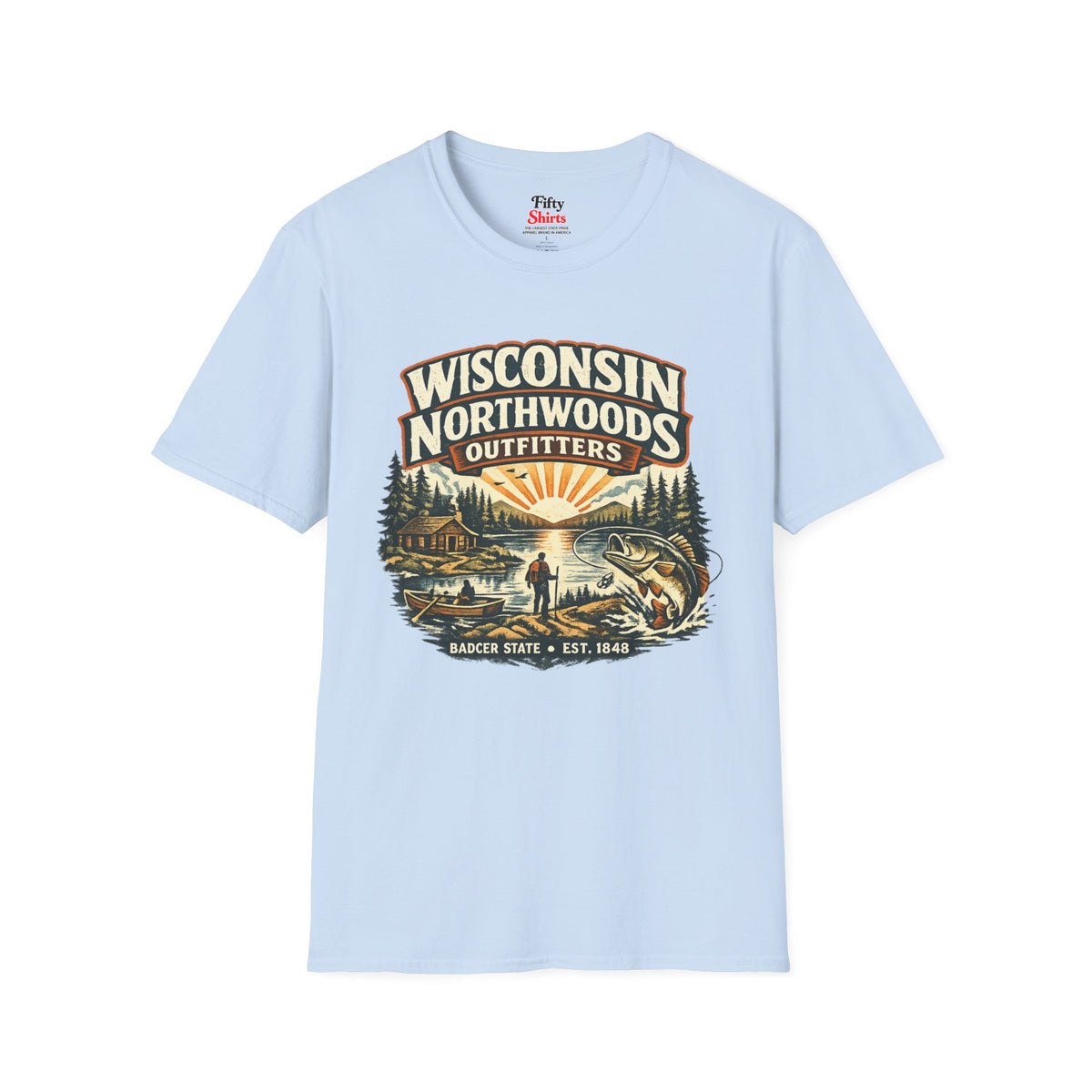 Wisconsin Northwoods Outfitters Unisex Softstyle T Shirt State Pride Graphic Tee Collections FS03