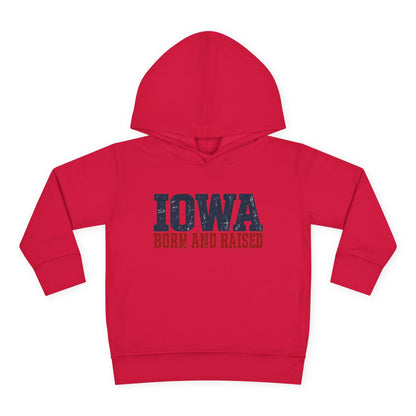 Iowa Born and Raised Rustic Midwest Unisex Toddler Pullover Fleece Hoodie