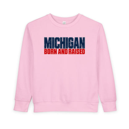 Michigan Born and Raised Modern Streetwear Unisex Toddler Sweatshirt