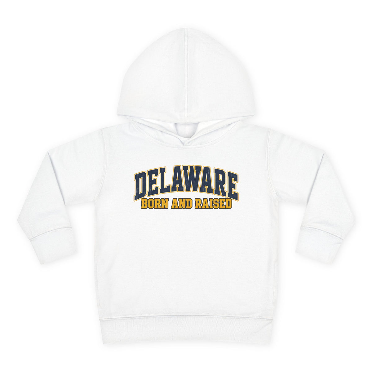 Delaware Born and Raised Old-School Athletic Unisex Toddler Pullover Fleece Hoodie