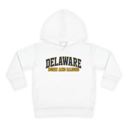 Delaware Born and Raised Old-School Athletic Unisex Toddler Pullover Fleece Hoodie