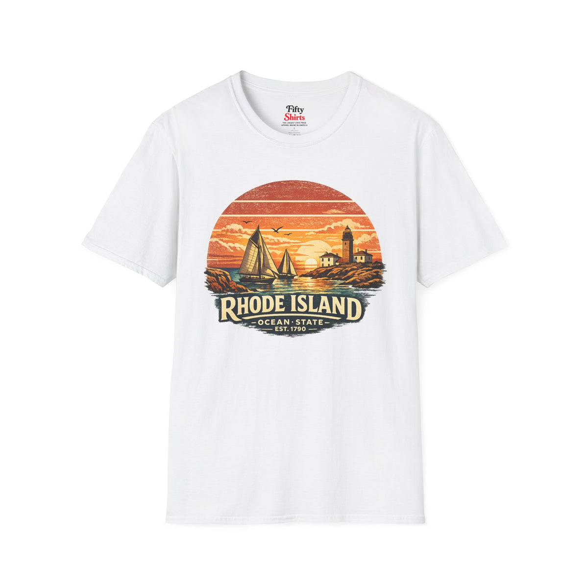 Rhode Island Coastal Sunset Unisex Softstyle T Shirt State Pride Graphic Tee Collections FS03