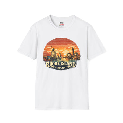 Rhode Island Coastal Sunset Unisex Softstyle T Shirt State Pride Graphic Tee Collections FS03