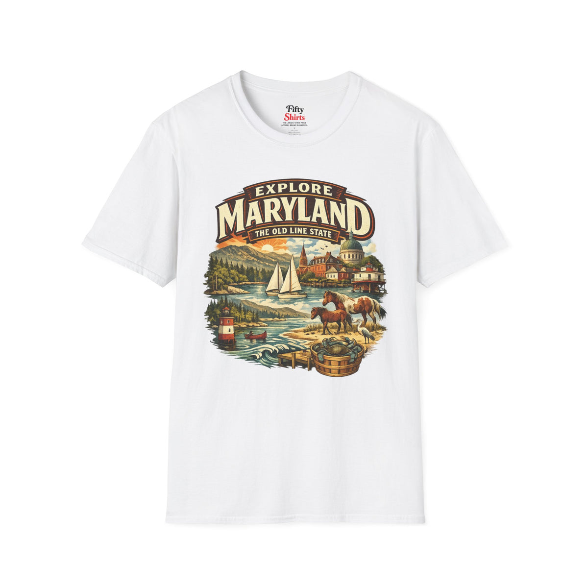 Explore Maryland Unisex Softstyle T Shirt State Pride Graphic Tee Collections FS03