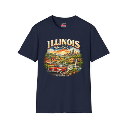 Illinois Road Trip Unisex Softstyle T Shirt State Pride Graphic Tee Collections FS03