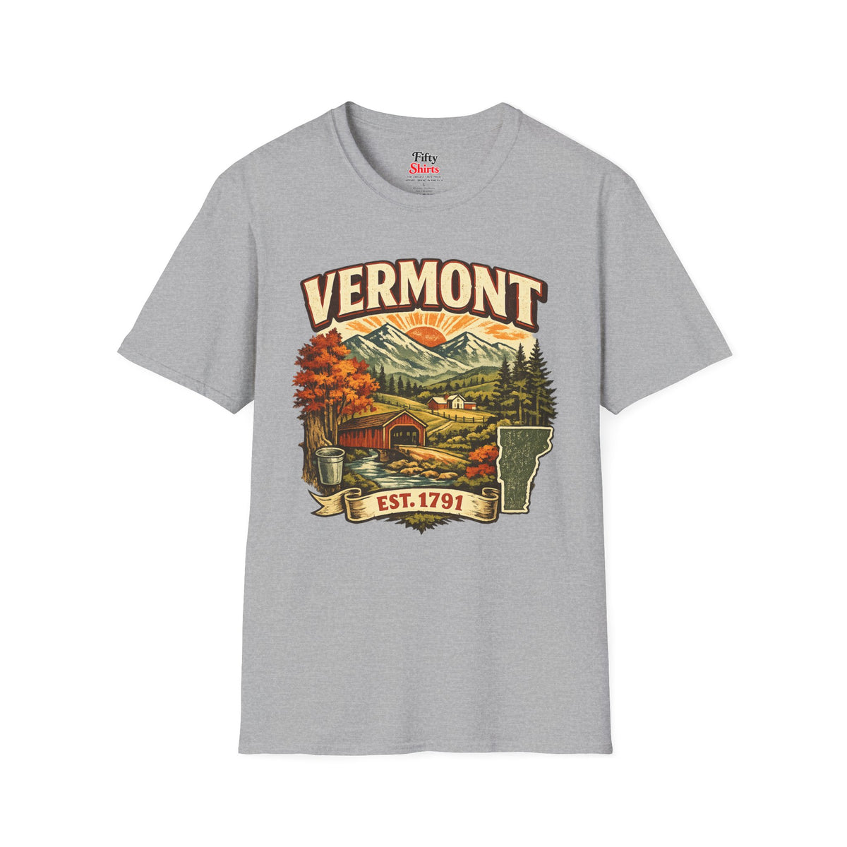 Vintage Vermont Heritage Unisex Softstyle T Shirt State Pride Graphic Tee Collections FS03