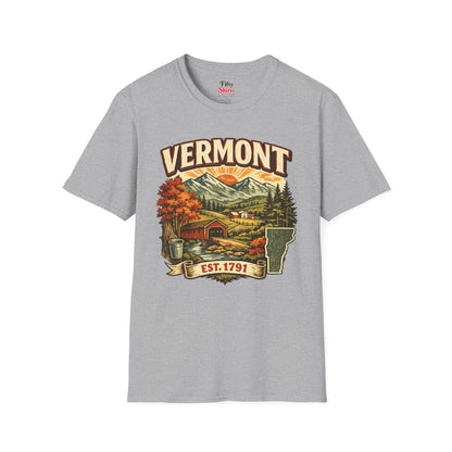 Vintage Vermont Heritage Unisex Softstyle T Shirt State Pride Graphic Tee Collections FS03