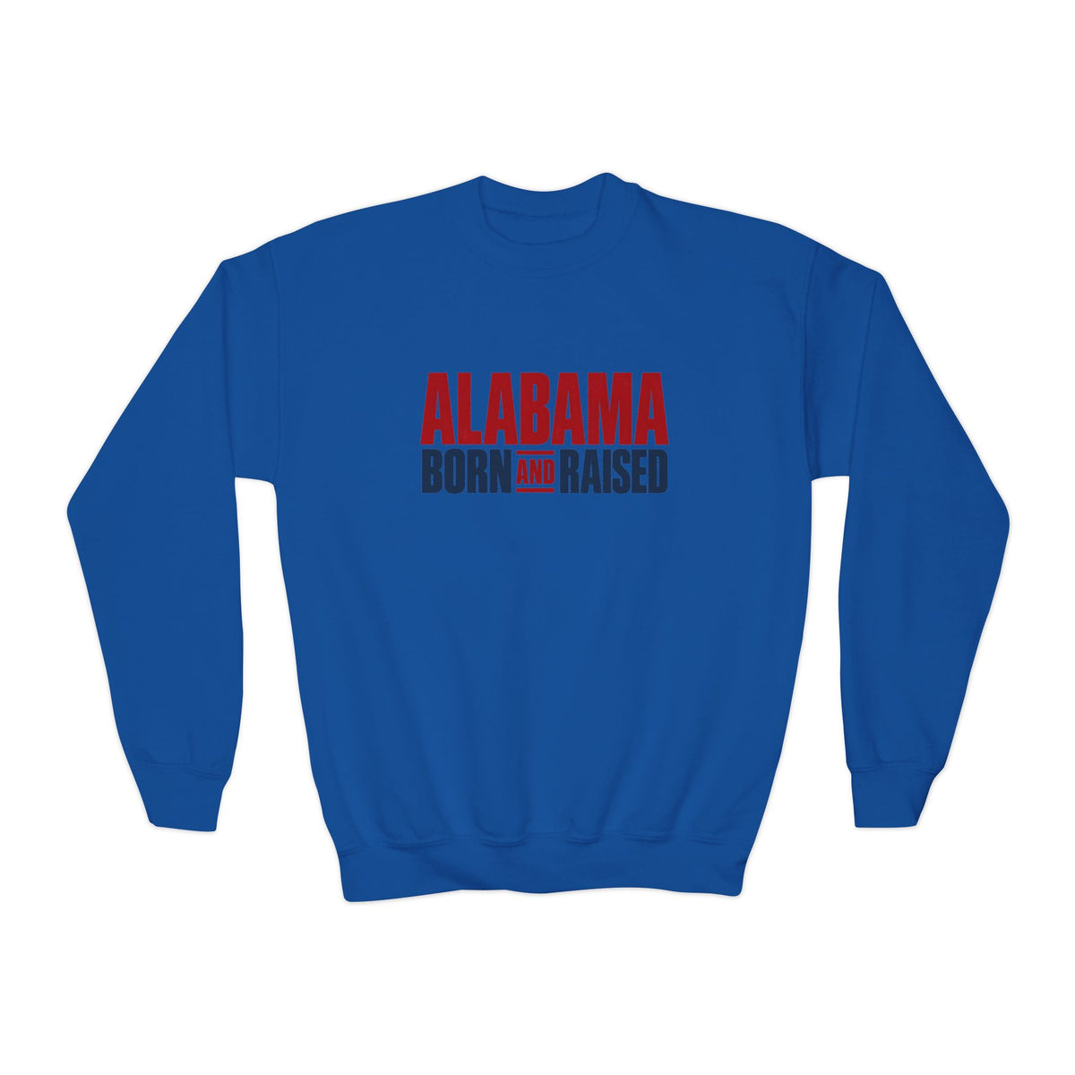 Alabama Born and Raised Minimal Heritage Unisex Youth Crewneck Sweatshirt Graphic