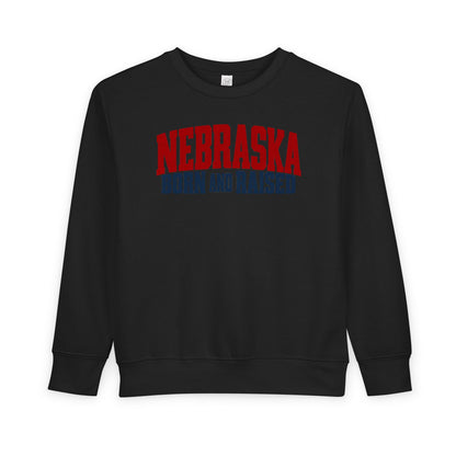 Nebraska Born and Raised Modern Midwestern Unisex Toddler Sweatshirt Graphic