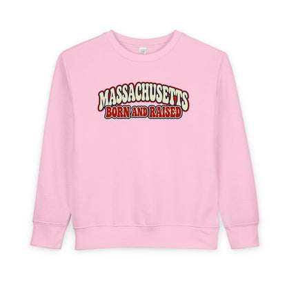 Massachusetts Born and Raised Retro 1970s Unisex Toddler Sweatshirt
