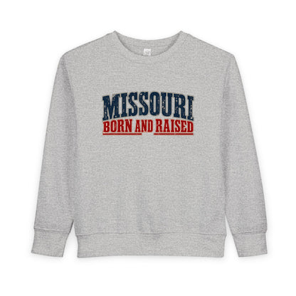 Missouri Born and Raised Old-School Americana Unisex Toddler Sweatshirt Graphic