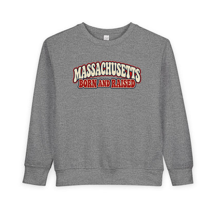Massachusetts Born and Raised Retro 1970s Unisex Toddler Sweatshirt