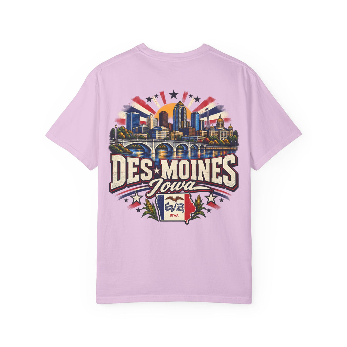 Des Moines Iowa Unisex Comfort Color 1717 Streetwear Graphic Tee