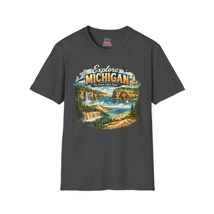 Explore Michigan Unisex Softstyle T Shirt State Pride Graphic Tee Collections FS03