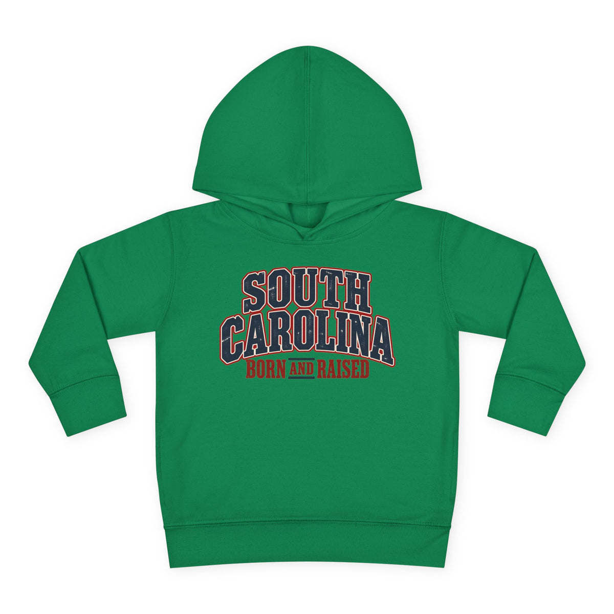 South Carolina Born and Raised Southern Americana Unisex Toddler Pullover Fleece Hoodie