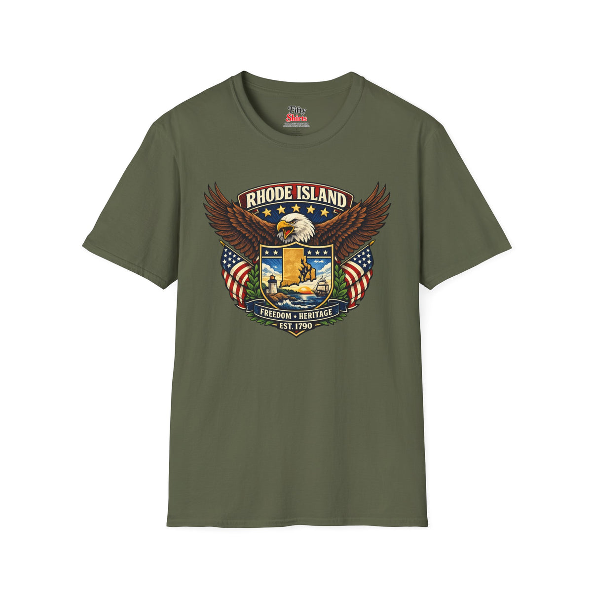 Rhode Island Americana Eagle Unisex Softstyle T Shirt State Pride Graphic Tee Collections FS03