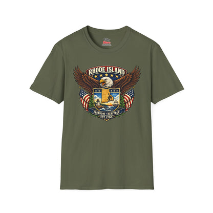 Rhode Island Americana Eagle Unisex Softstyle T Shirt State Pride Graphic Tee Collections FS03