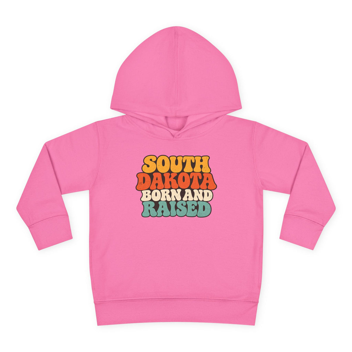 South Dakota Born and Raised Retro 1970s Unisex Toddler Pullover Fleece Hoodie