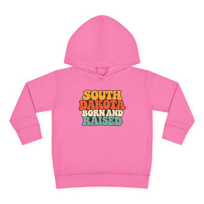 South Dakota Born and Raised Retro 1970s Unisex Toddler Pullover Fleece Hoodie