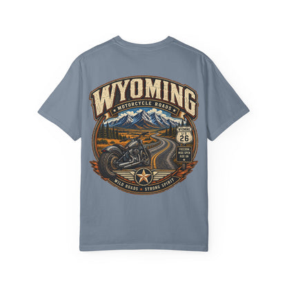 Wyoming Motorcycle Roads Unisex Comfort Color 1717 Streetwear Graphic Tee