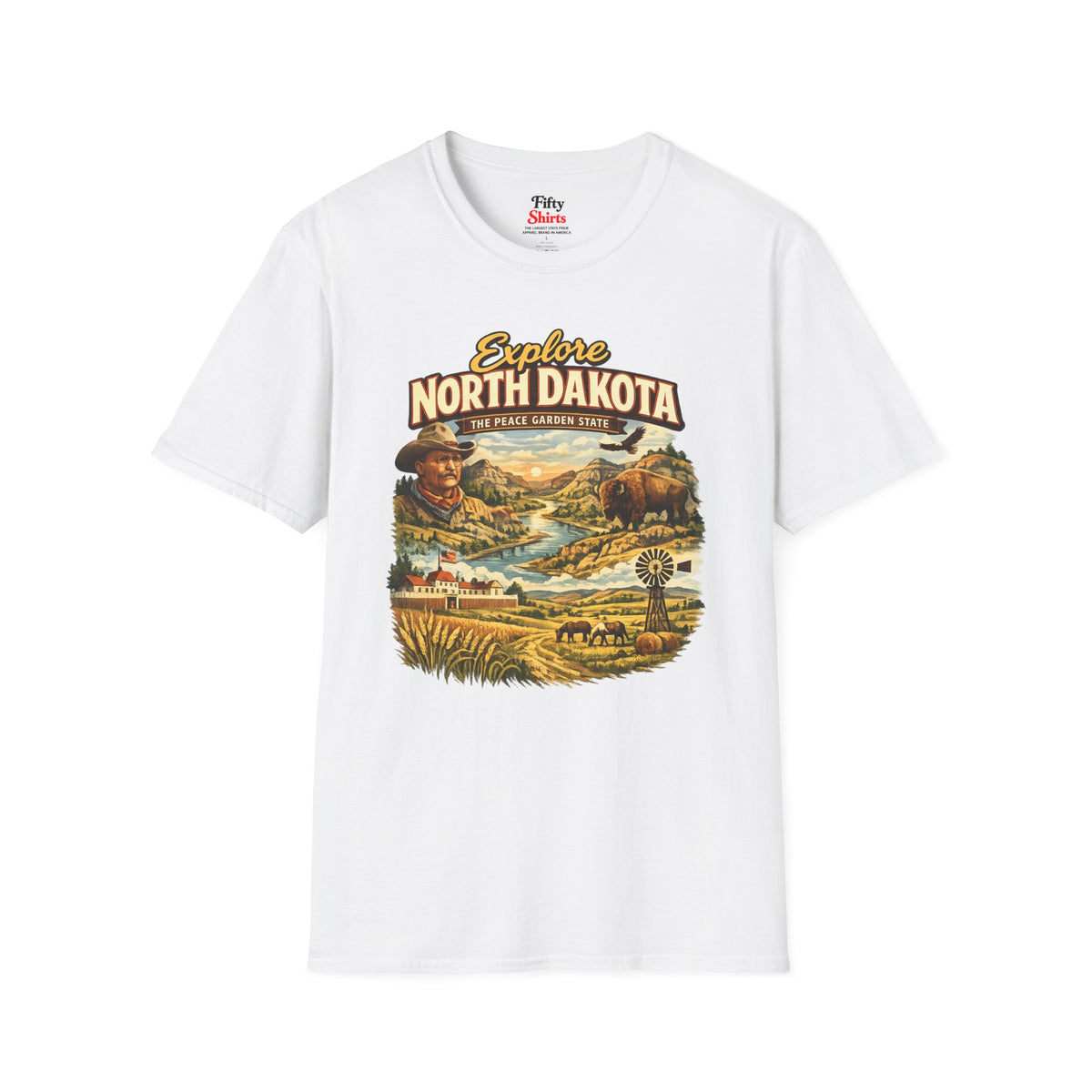 Explore North Dakota Unisex Softstyle T Shirt State Pride Graphic Tee Collections FS03