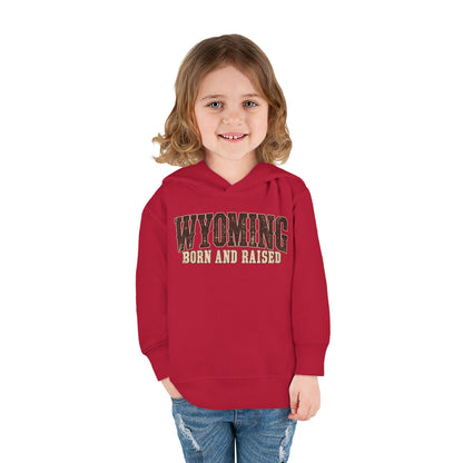 Wyoming Born and Raised Vintage Western Americana Unisex Toddler Pullover Fleece Hoodie