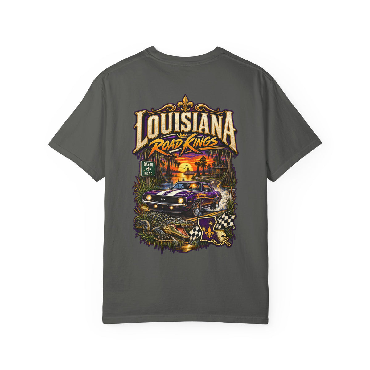 Louisiana Bayou Road Kings Unisex Comfort Color 1717 Streetwear Graphic Tee