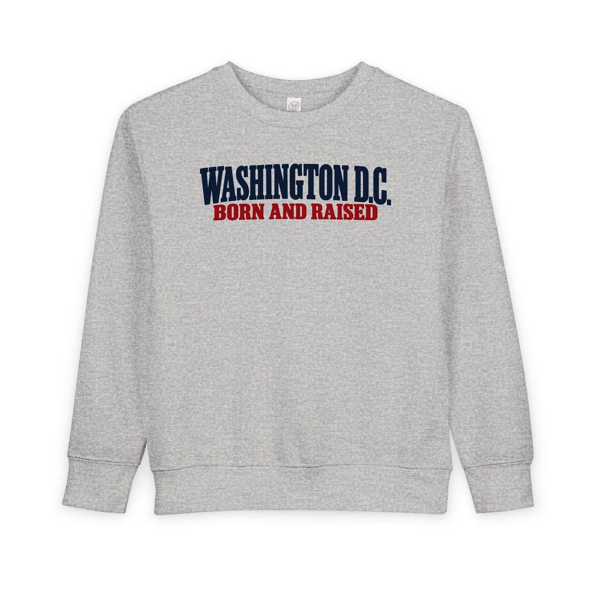 Washington DC Born and Raised Heritage Serif Unisex Toddler Sweatshirt