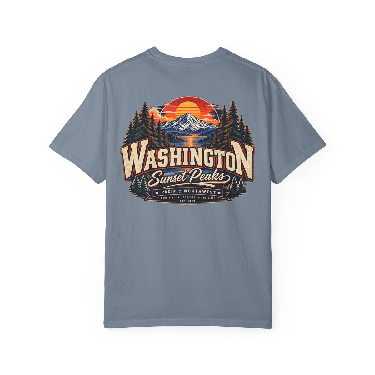 Washington Sunset Peaks Unisex Comfort Color 1717 Streetwear Graphic Tee