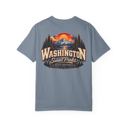 Washington Sunset Peaks Unisex Comfort Color 1717 Streetwear Graphic Tee